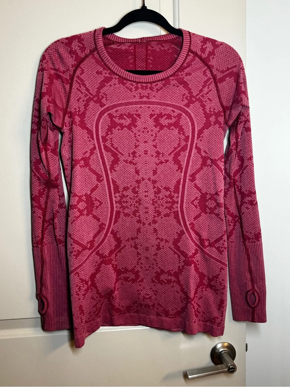lululemon athletica long sleeve top in heathered cranberry